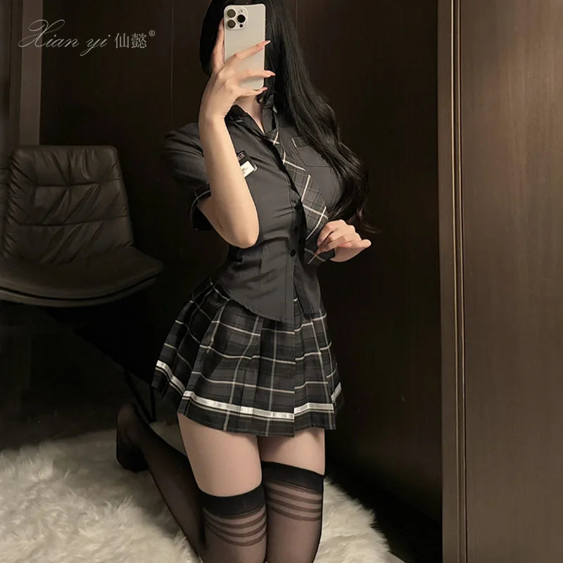 Plaid Schoolgirl Lingerie Set