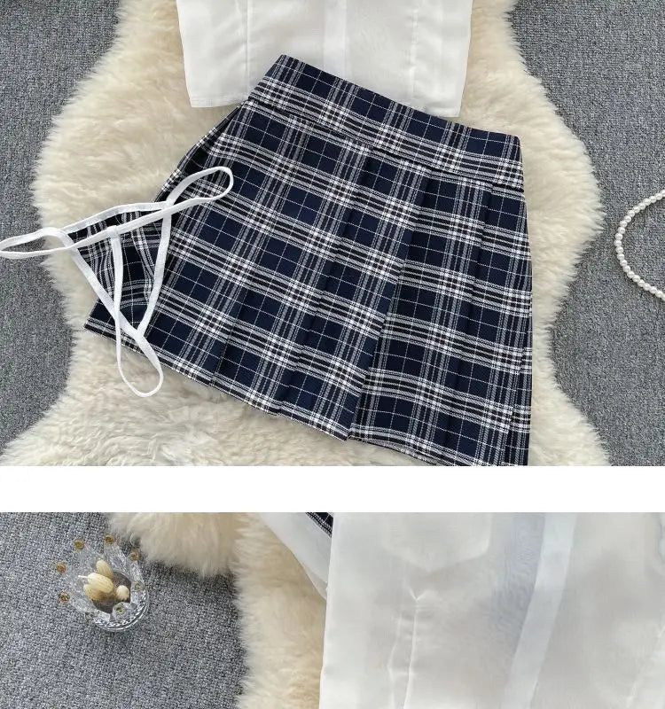 Preppy Chick Plaid Skirt Lingerie Set