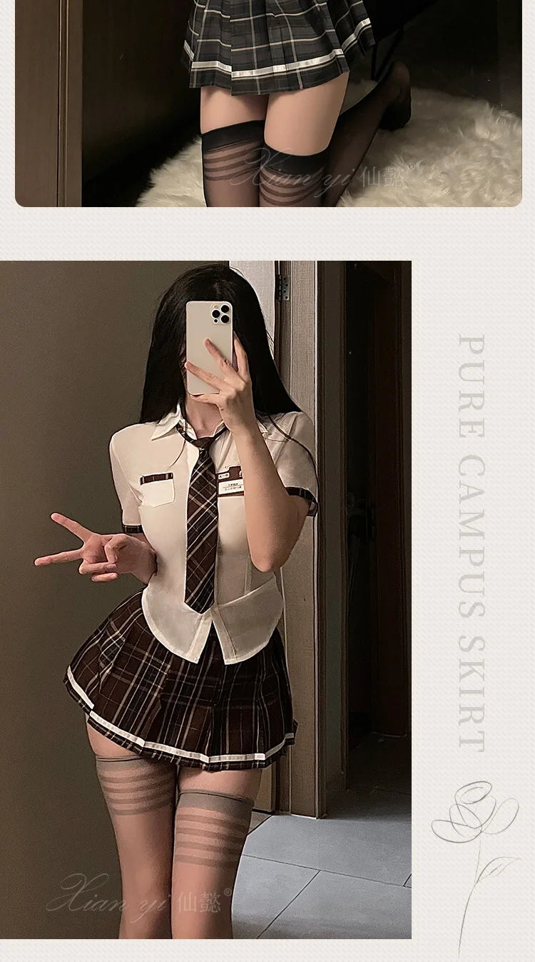 Plaid Schoolgirl Lingerie Set