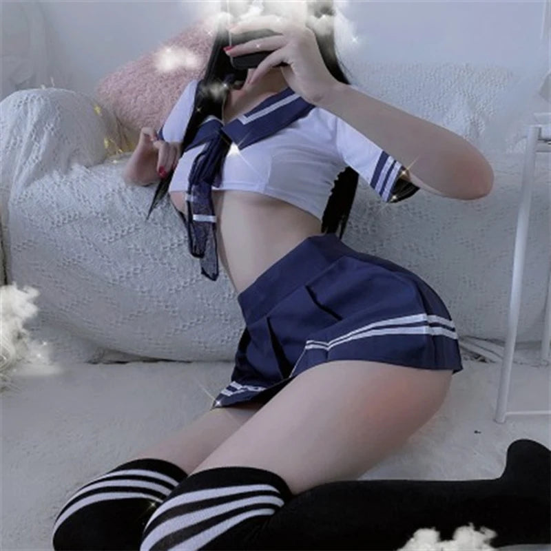 Erotic Kawaii Schoolgirl Lingerie Set