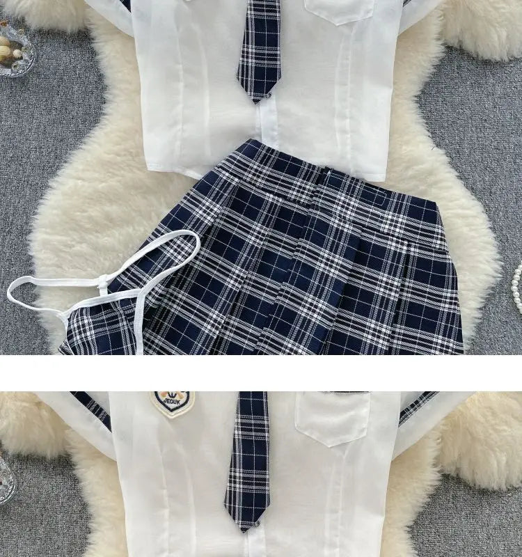 Preppy Chick Plaid Skirt Lingerie Set