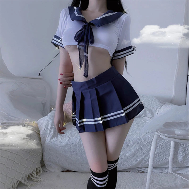 Erotic Kawaii Schoolgirl Lingerie Set