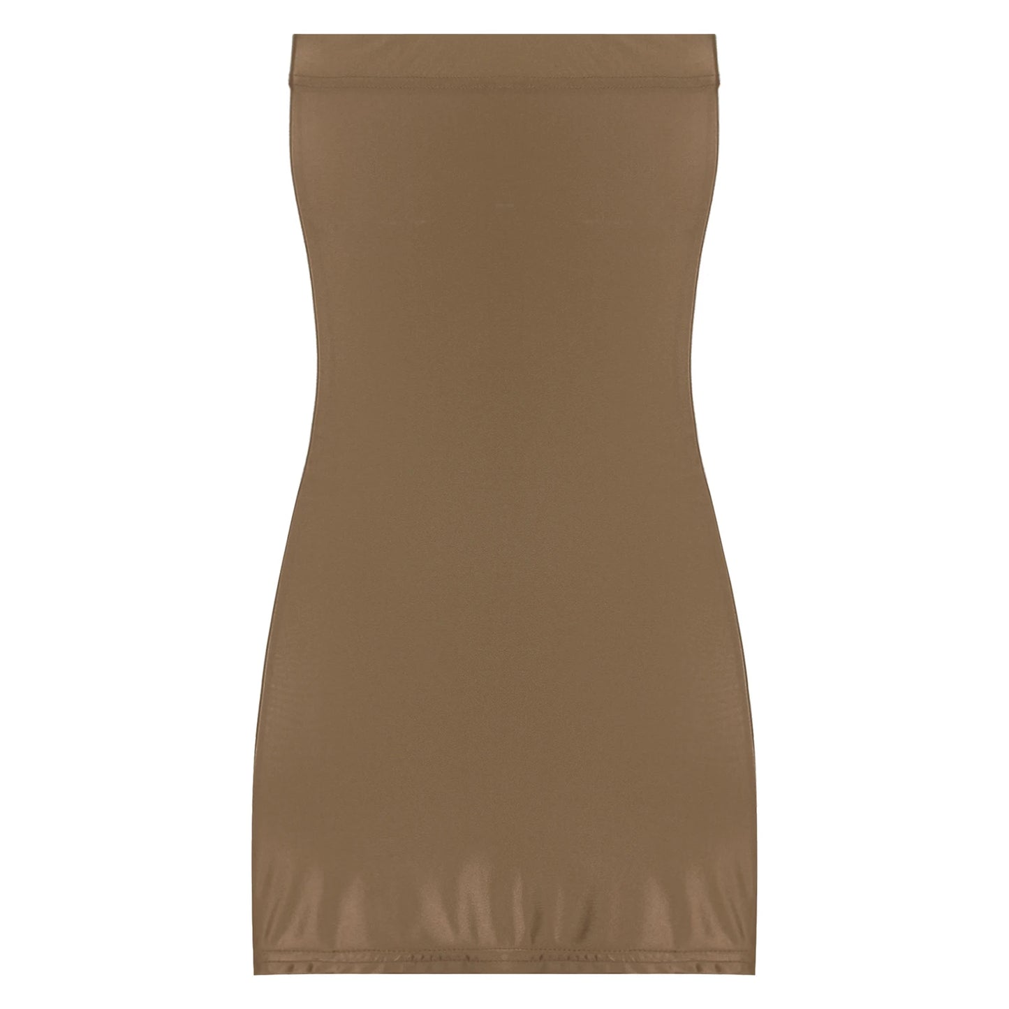 Glossy Strapless Bodycon Dress – Sexy, Stretchy Mini for Nightclub Glam!