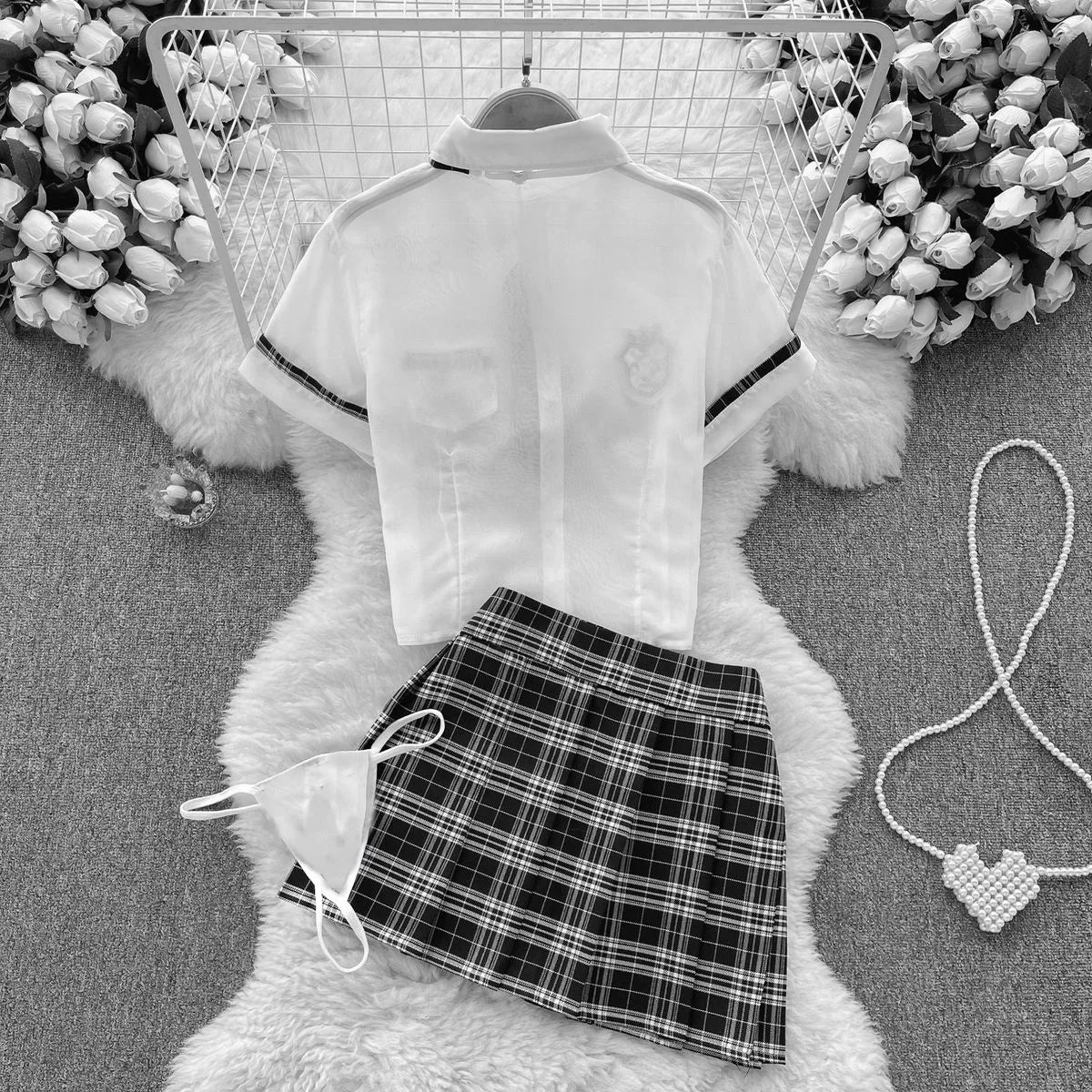 Preppy Chick Plaid Skirt Lingerie Set