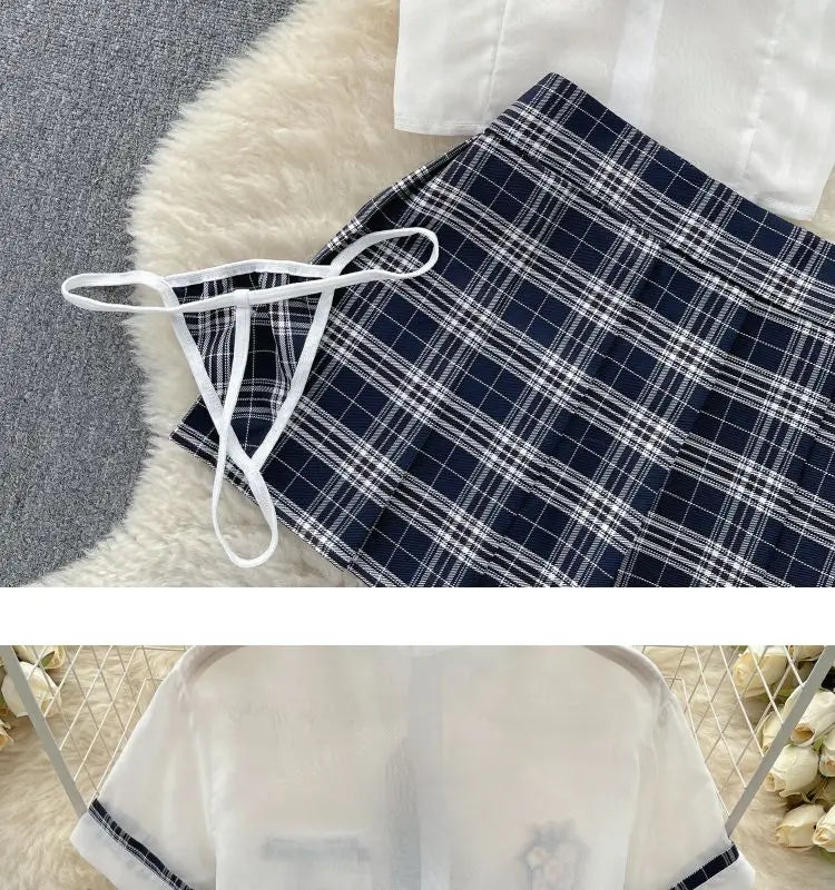 Preppy Chick Plaid Skirt Lingerie Set