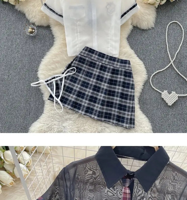 Preppy Chick Plaid Skirt Lingerie Set