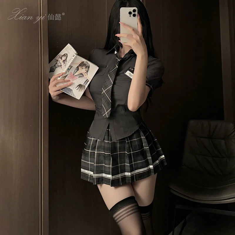 Plaid Schoolgirl Lingerie Set