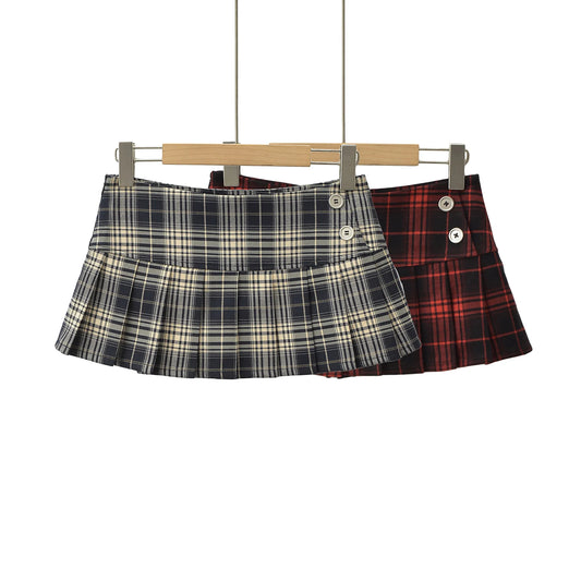 Vintage Plaid Mini Skirt – Preppy Y2K Style, Pleated & Flirty