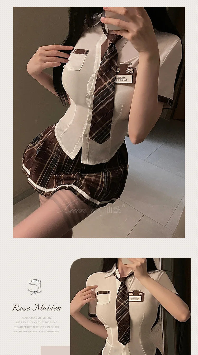 Plaid Schoolgirl Lingerie Set