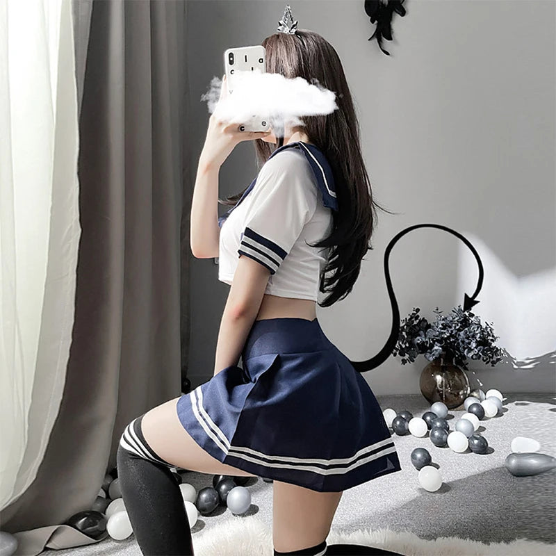 Erotic Kawaii Schoolgirl Lingerie Set