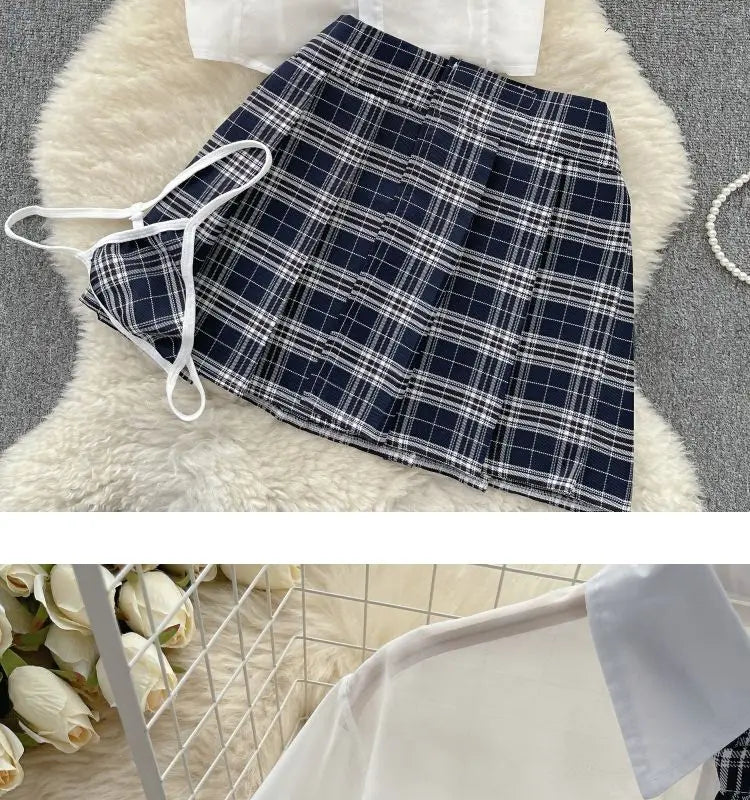 Preppy Chick Plaid Skirt Lingerie Set