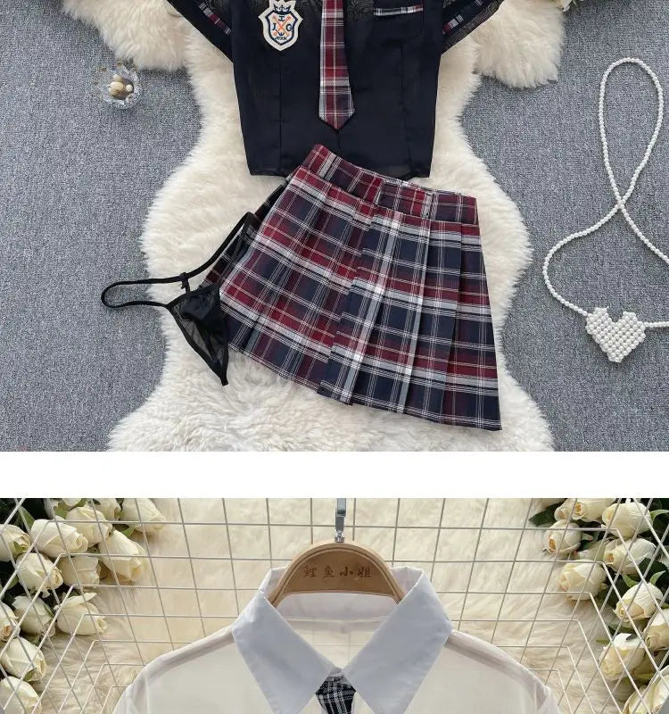 Preppy Chick Plaid Skirt Lingerie Set